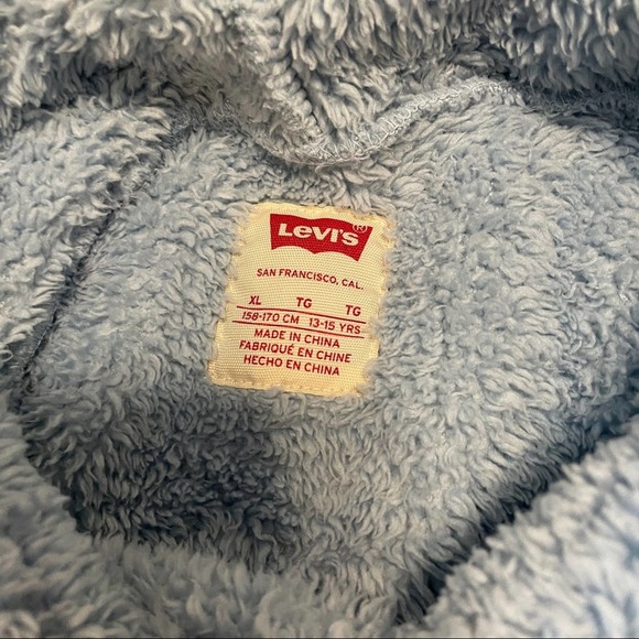 Levi’s Light Blue Sherpa Hoodie Size XL - Picture 7 of 13